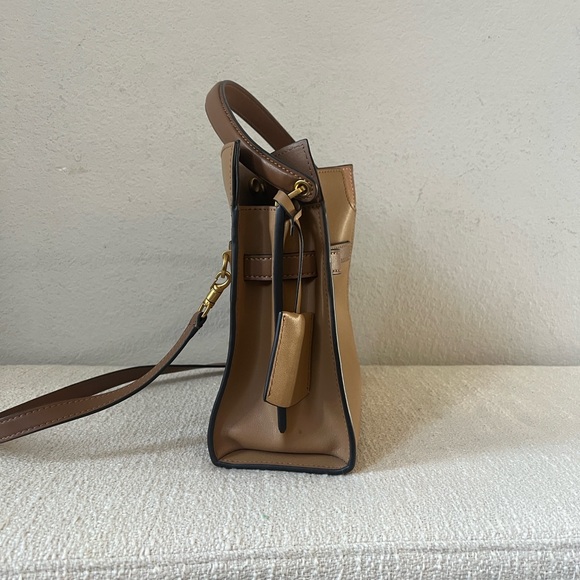 EUC Tory Burch Tan and Brown Lee Radziwill Small Double Bag Tiramisu Color - Picture 5 of 15